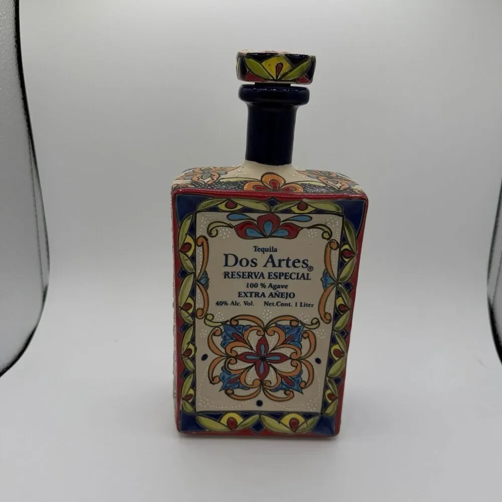 Dos Artes Reserva Especial Anejo Tequila Ceramic Collectors Empty Bottle 1L